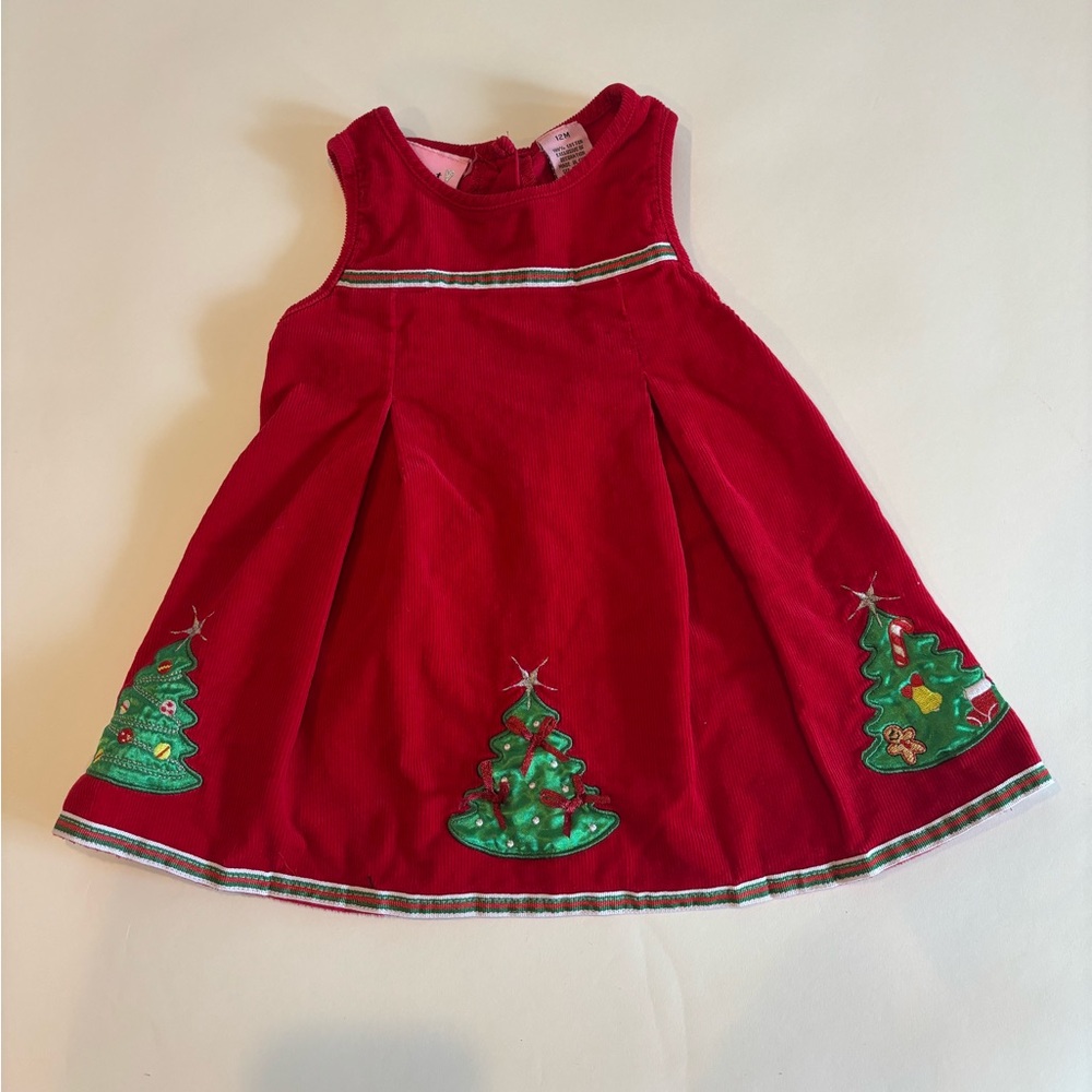 12m red corduroy Christmas tree dress